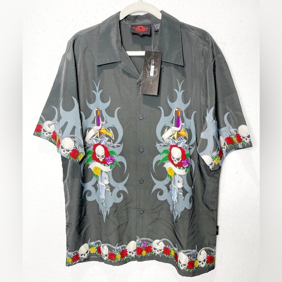 Dragonfly Other - Dragonfly Clothing Vintage‎ Skulls Short Sleeve Tattoo Flash Skulls 90s Bowling